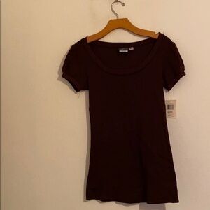 NWT REALITEE SOLID BROWN BLOUSE SIZE MEDIUM